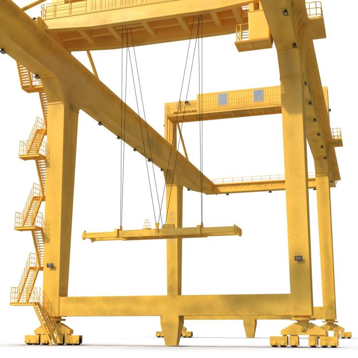 Rail Mounted Gantry Container Crane Rigged Yellow 3D model