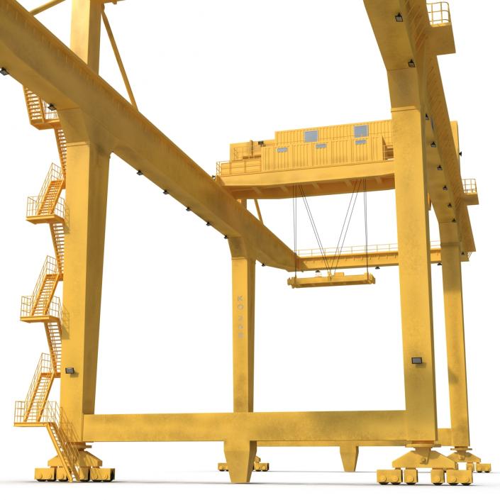 Rail Mounted Gantry Container Crane Rigged Yellow 3D model