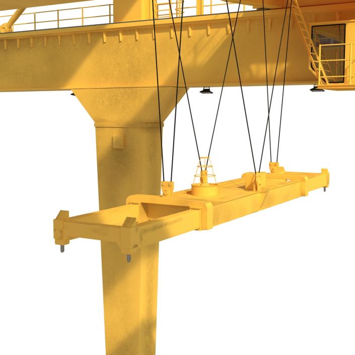 Rail Mounted Gantry Container Crane Rigged Yellow 3D model