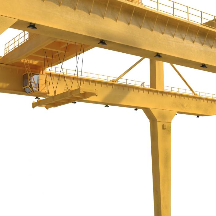 Rail Mounted Gantry Container Crane Rigged Yellow 3D model