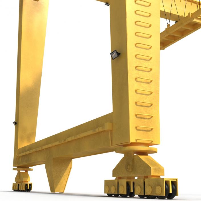 Rail Mounted Gantry Container Crane Rigged Yellow 3D model