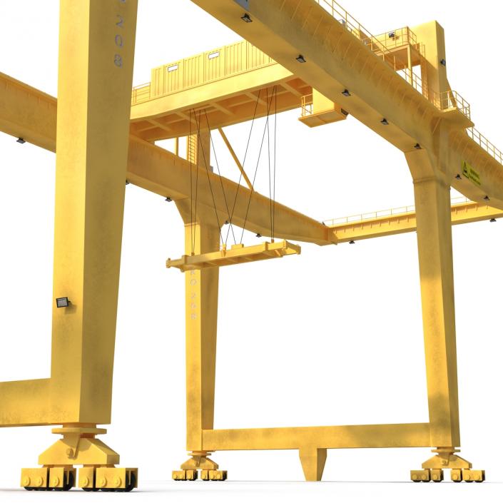 Rail Mounted Gantry Container Crane Rigged Yellow 3D model