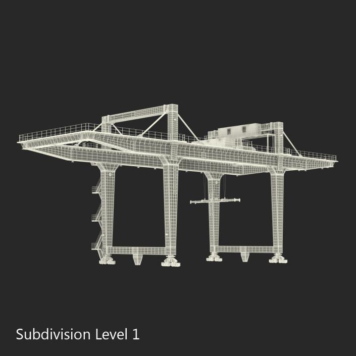 Rail Mounted Gantry Container Crane Rigged Yellow 3D model