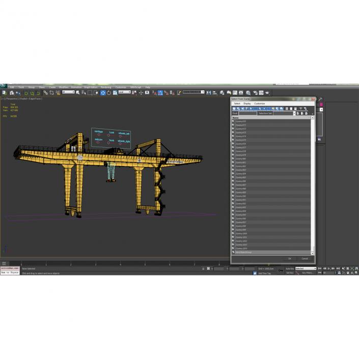 Rail Mounted Gantry Container Crane Rigged Yellow 3D model