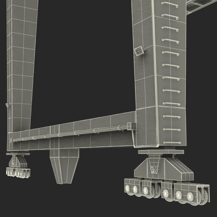 Rail Mounted Gantry Container Crane Rigged Yellow 3D model