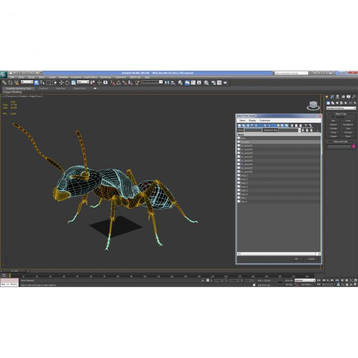 3D model Black Ant with Fur Pose 2