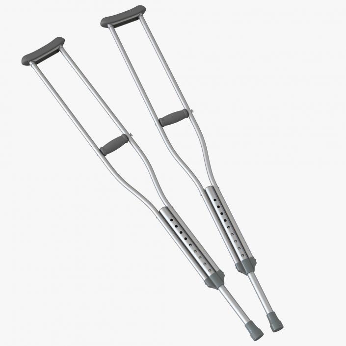 3D model Push Button Crutches