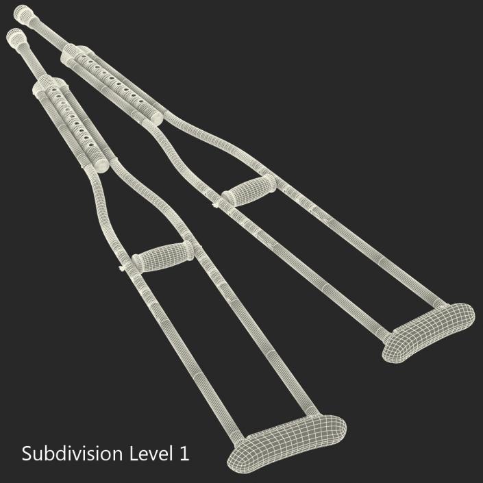 3D model Push Button Crutches