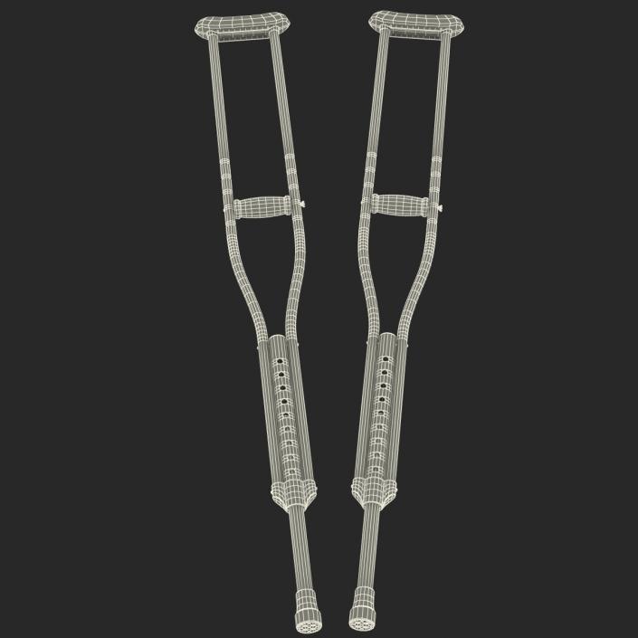 3D model Push Button Crutches