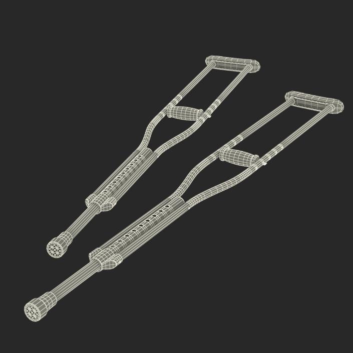 3D model Push Button Crutches