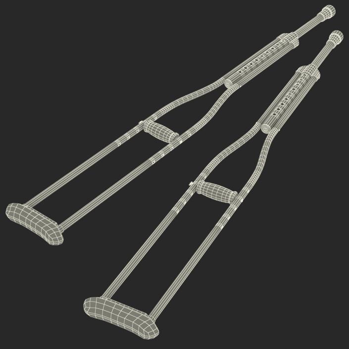 3D model Push Button Crutches