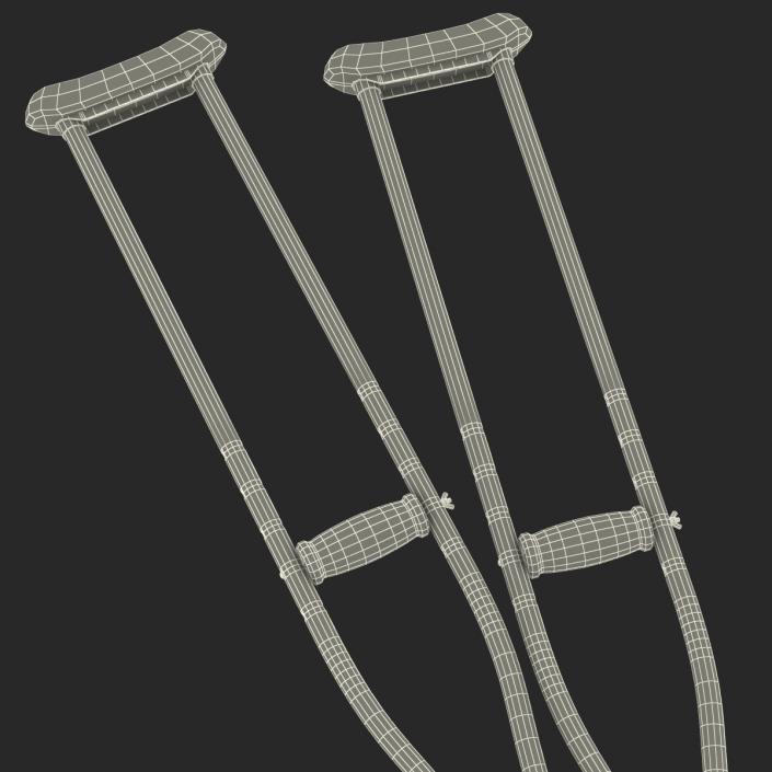 3D model Push Button Crutches