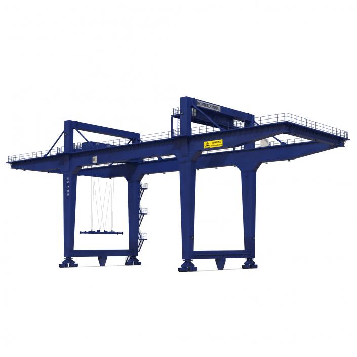 Rail Mounted Gantry Container Crane Rigged Blue 3D