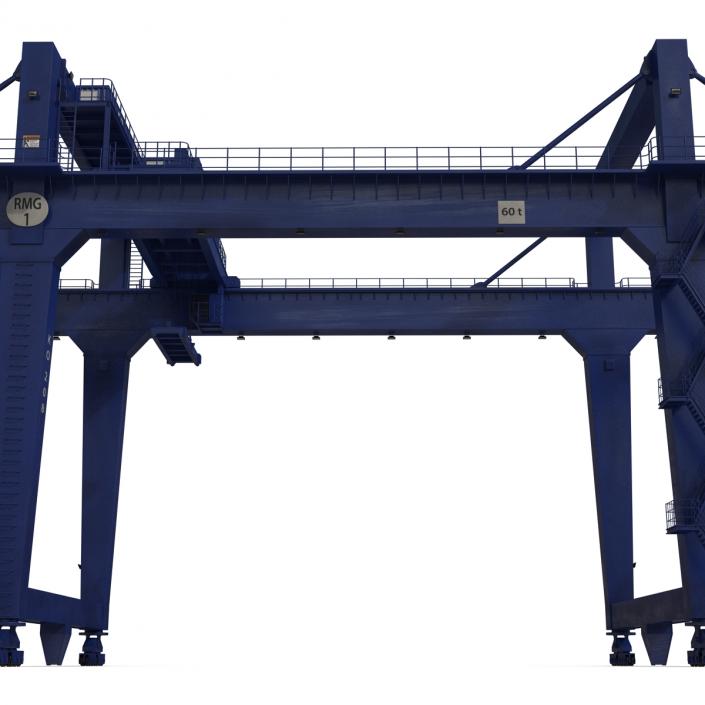 Rail Mounted Gantry Container Crane Rigged Blue 3D