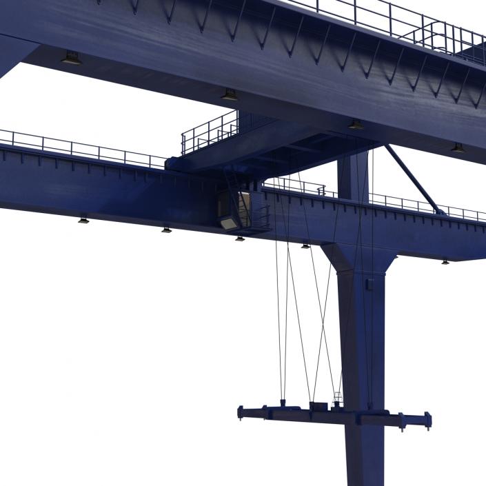 Rail Mounted Gantry Container Crane Rigged Blue 3D