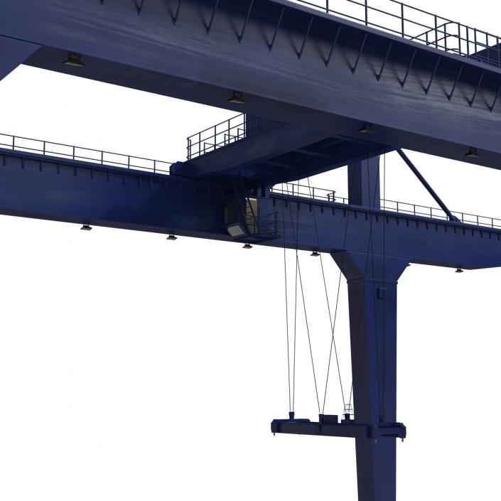 Rail Mounted Gantry Container Crane Rigged Blue 3D