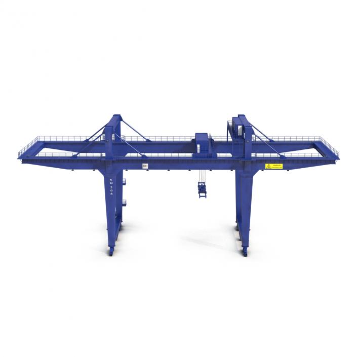 Rail Mounted Gantry Container Crane Rigged Blue 3D