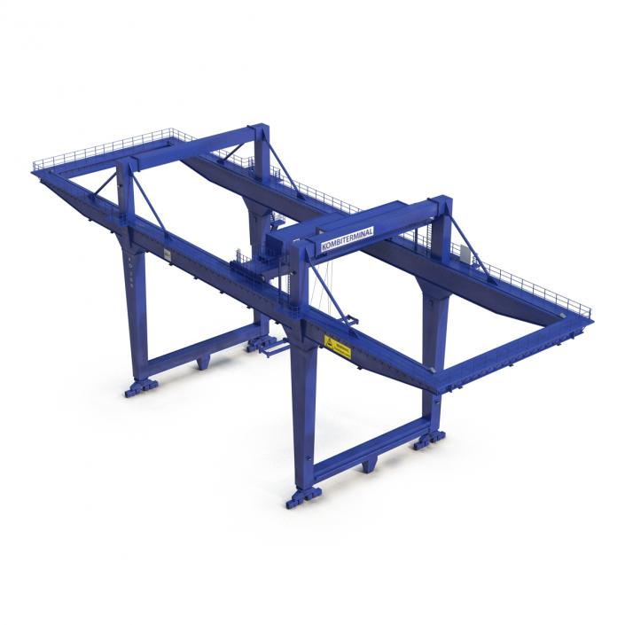 Rail Mounted Gantry Container Crane Rigged Blue 3D