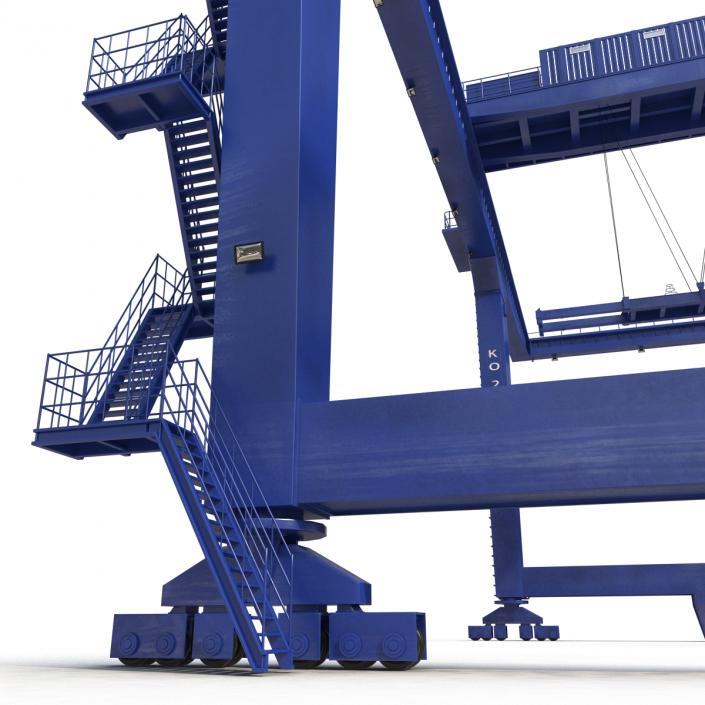 Rail Mounted Gantry Container Crane Rigged Blue 3D