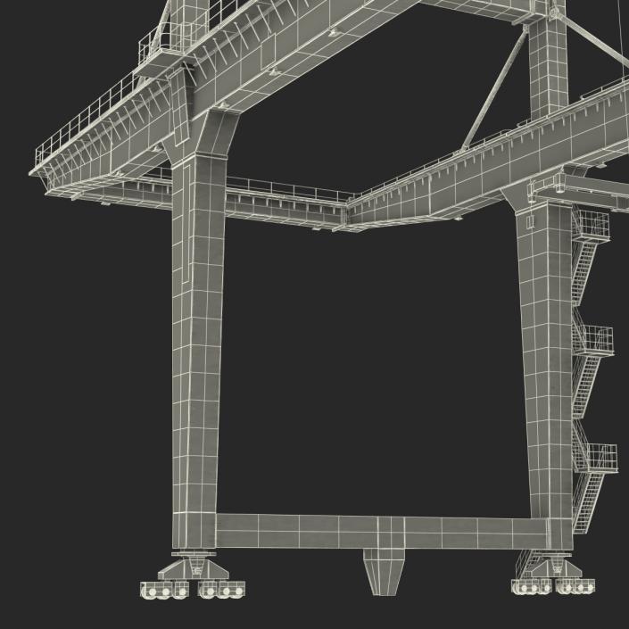 Rail Mounted Gantry Container Crane Rigged Blue 3D