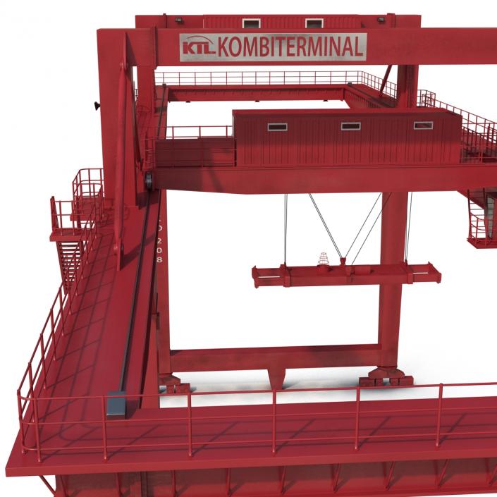 3D Rail Mounted Gantry Container Crane Rigged Red