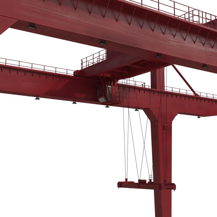 3D Rail Mounted Gantry Container Crane Rigged Red