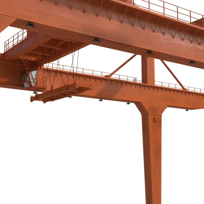 Rail Mounted Gantry Container Crane Rigged Orange 3D model