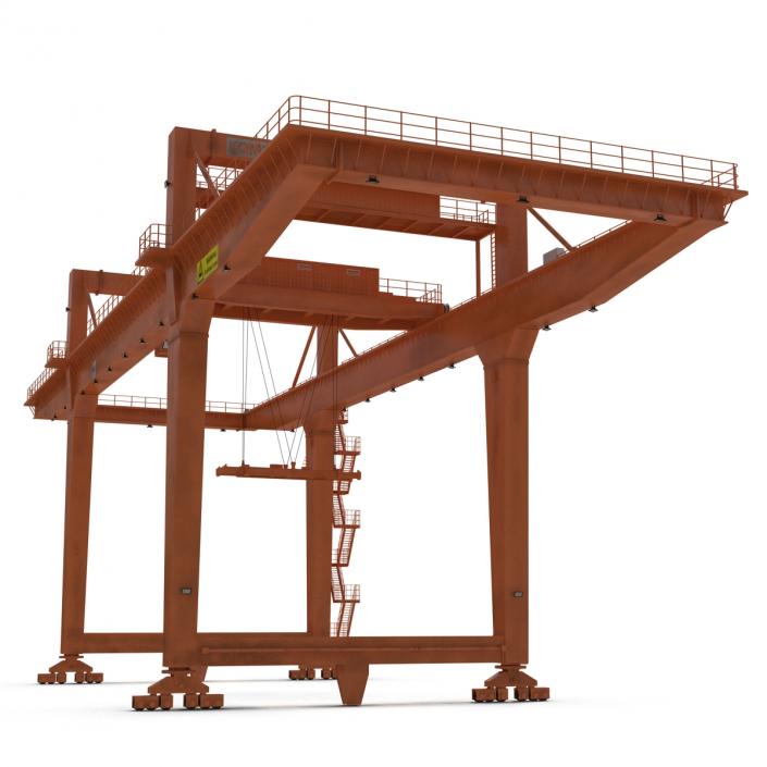 Rail Mounted Gantry Container Crane Rigged Orange 3D model