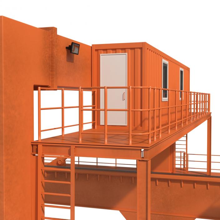 Rail Mounted Gantry Container Crane Rigged Orange 3D model