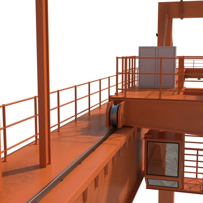 Rail Mounted Gantry Container Crane Rigged Orange 3D model