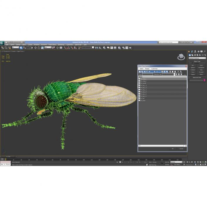 3D Green Bottle Fly Pose 2 model