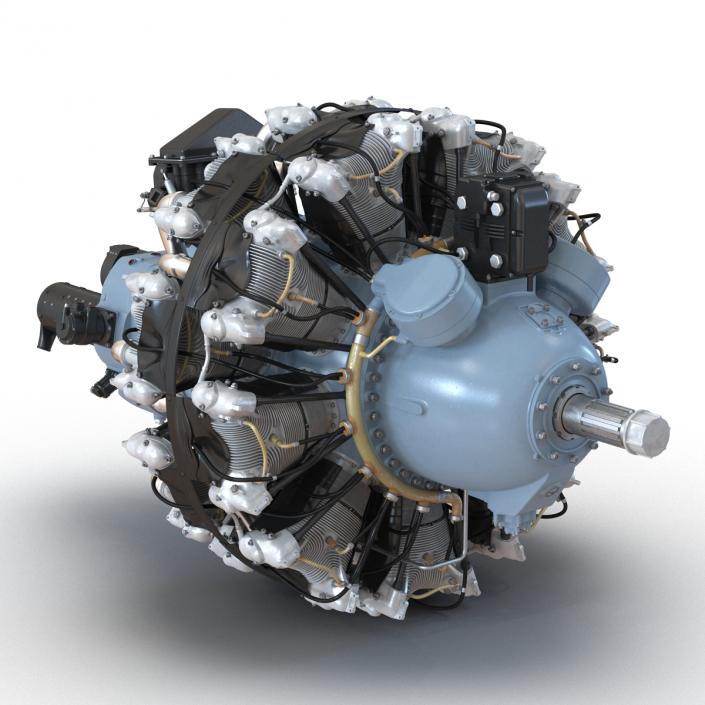 3D Radial Engine Pratt and Whitney R-2800 model