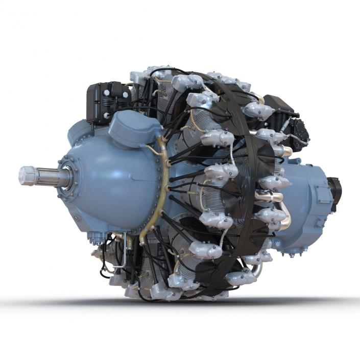 3D Radial Engine Pratt and Whitney R-2800 model