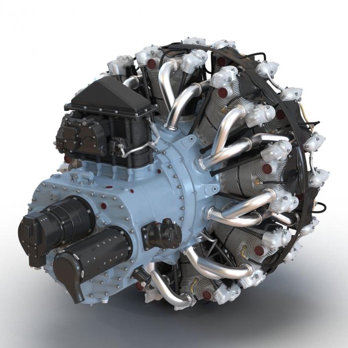 3D Radial Engine Pratt and Whitney R-2800 model