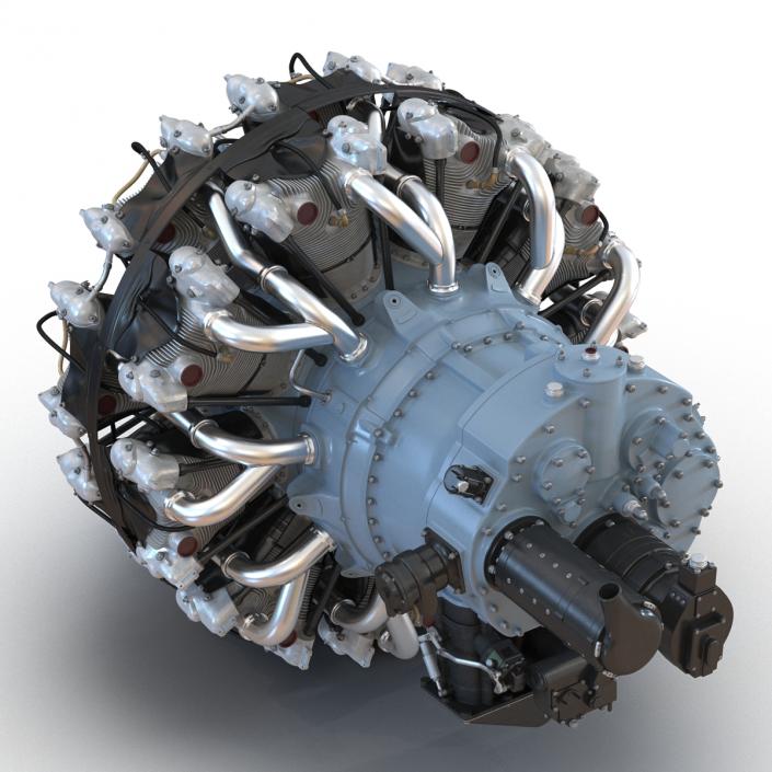 3D Radial Engine Pratt and Whitney R-2800 model