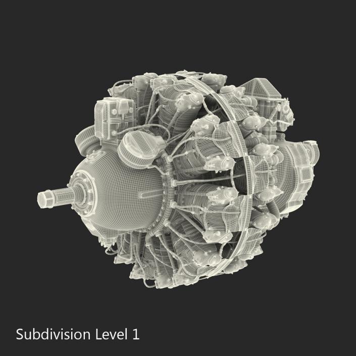 3D Radial Engine Pratt and Whitney R-2800 model