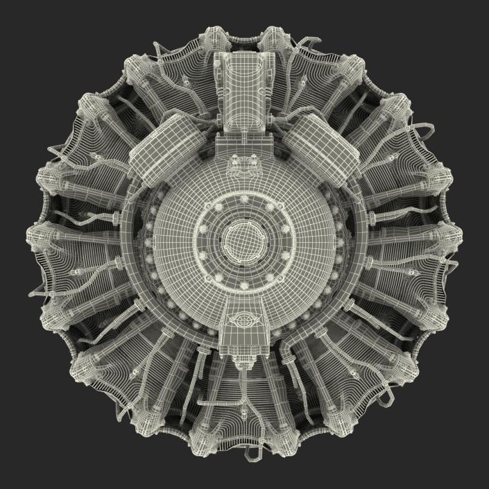 3D Radial Engine Pratt and Whitney R-2800 model