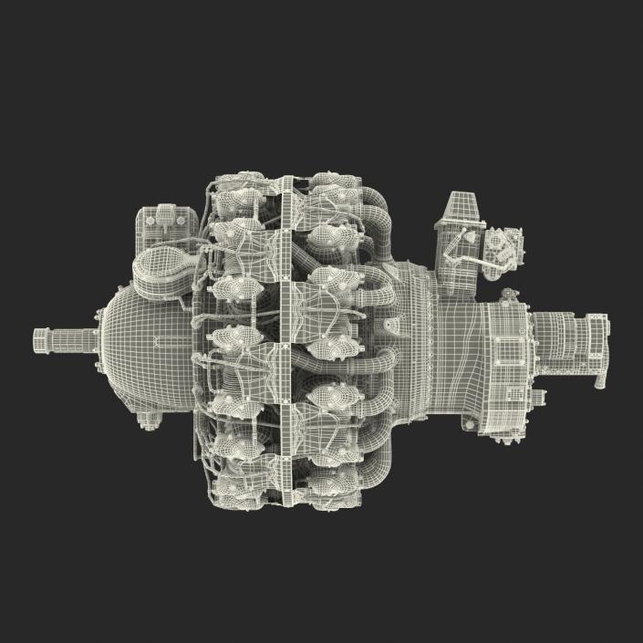 3D Radial Engine Pratt and Whitney R-2800 model