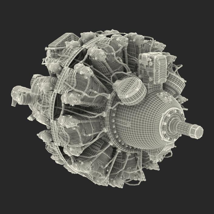 3D Radial Engine Pratt and Whitney R-2800 model