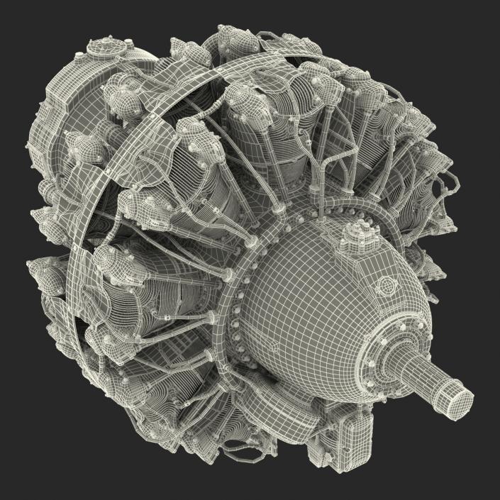 3D Radial Engine Pratt and Whitney R-2800 model