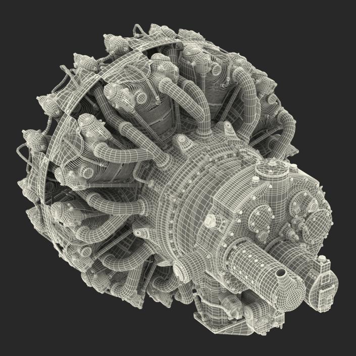 3D Radial Engine Pratt and Whitney R-2800 model