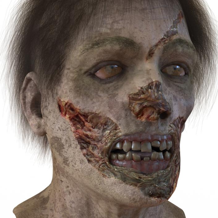 3D model Zombie Head 3D Model with Hair