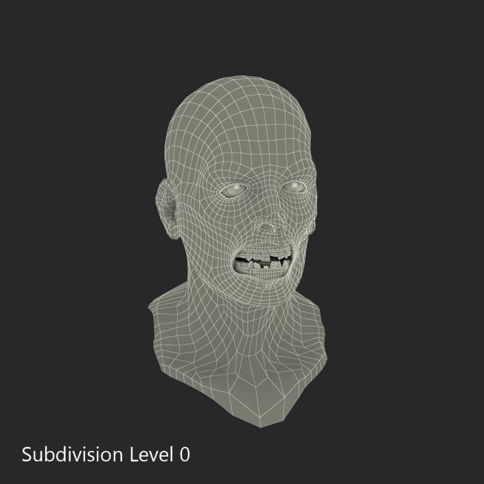 3D model Zombie Head 3D Model with Hair