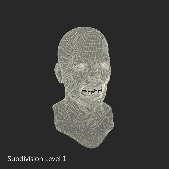 3D model Zombie Head 3D Model with Hair