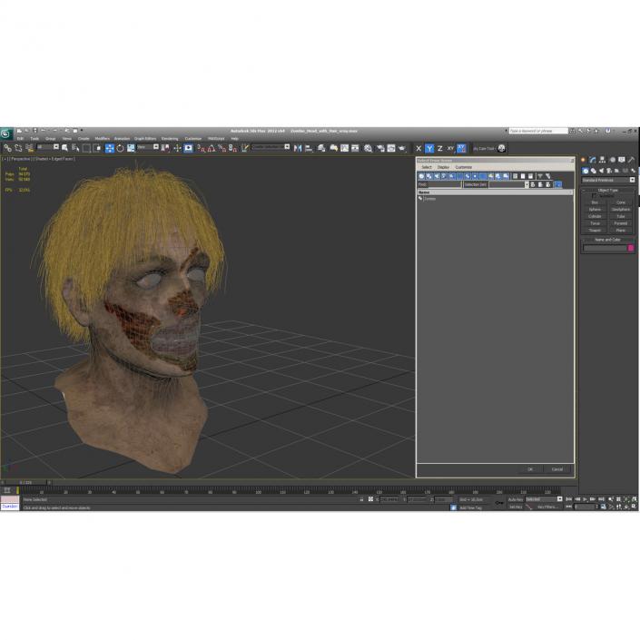 3D model Zombie Head 3D Model with Hair