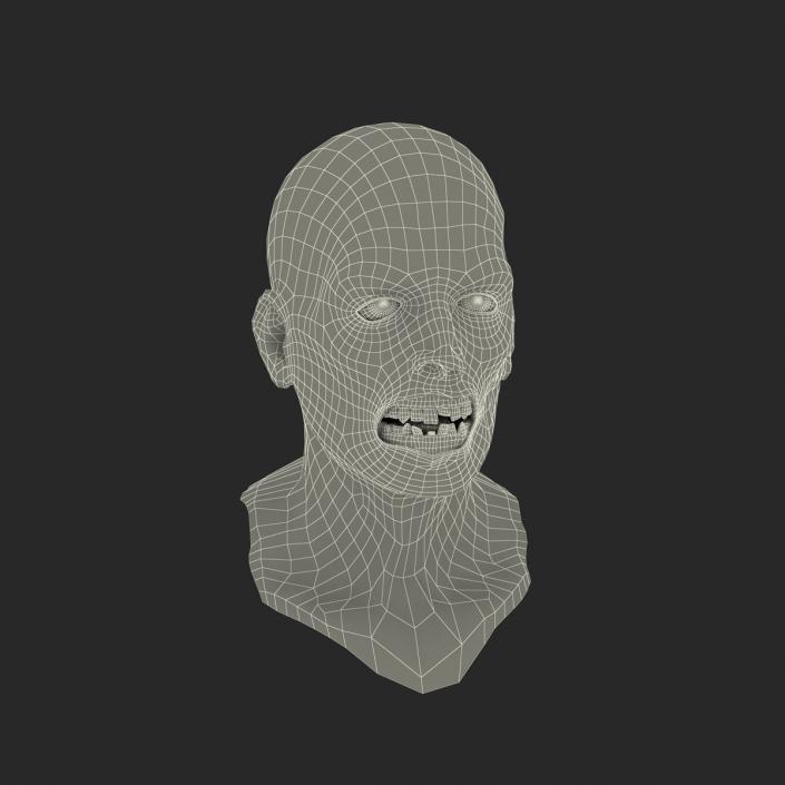 3D model Zombie Head 3D Model with Hair