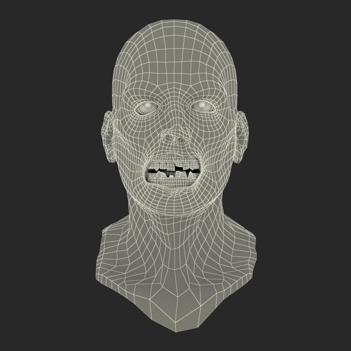 3D model Zombie Head 3D Model with Hair