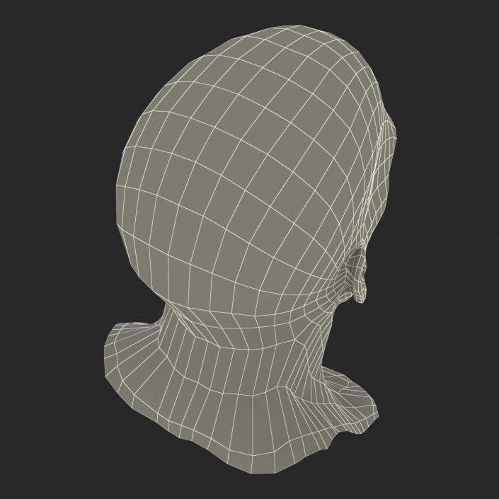 3D model Zombie Head 3D Model with Hair