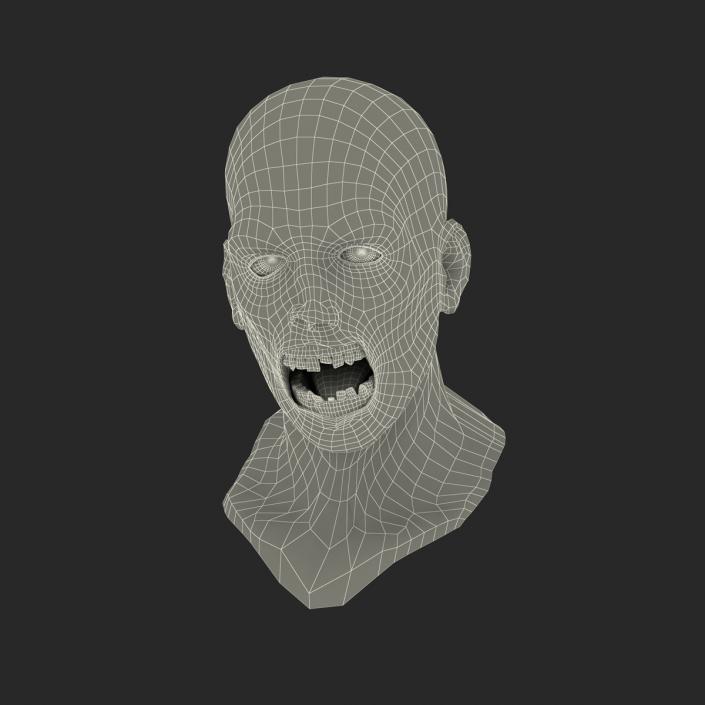 Zombie Head 3D Model with Hair Rigged 3D