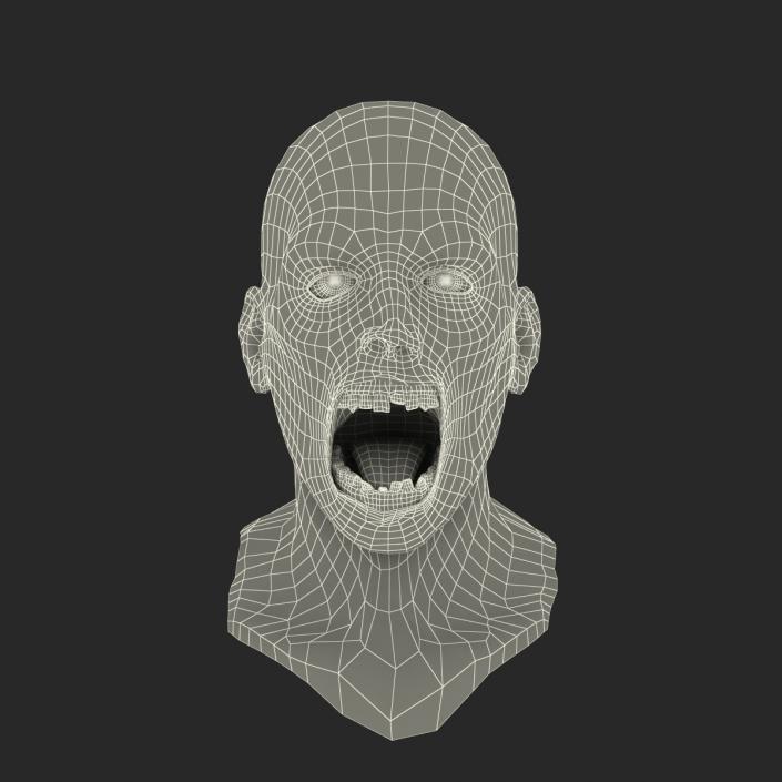 Zombie Head 3D Model with Hair Rigged 3D